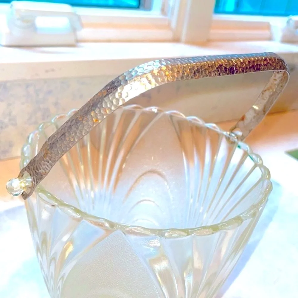 Frosted Crystal Ice Bucket Vintage Cambridge Glass Co. Caprice Circa 1940-1950